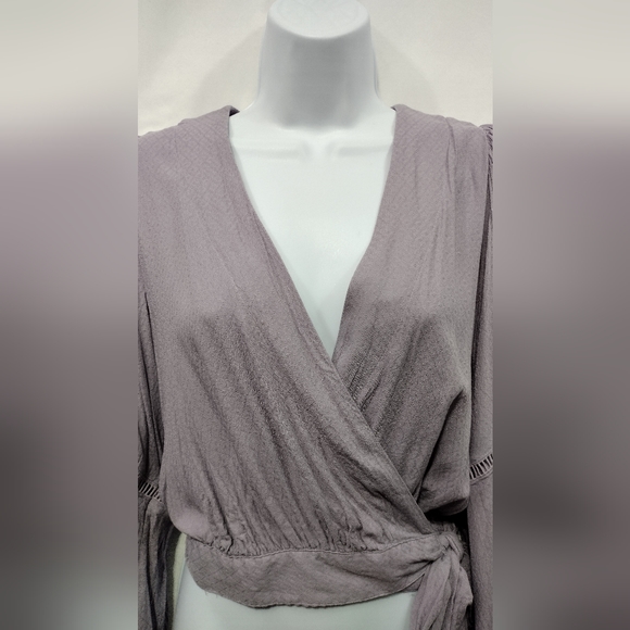 Free People  Dream Girl Wrap Top Women's XS Lavender Boho Retro 90s Y2K - Picture 3 of 12